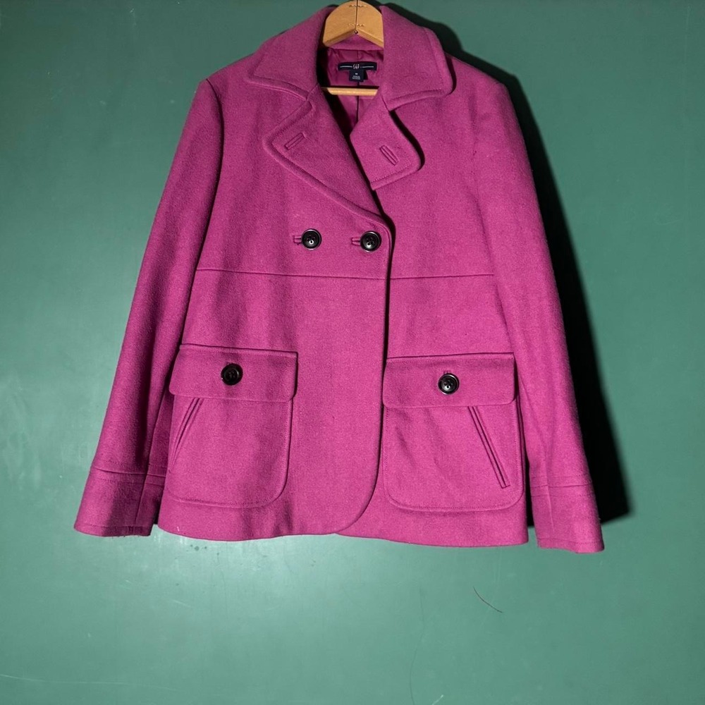 Gap Vintage Fuchsia Pink Wool Blend Babydoll Pea Coat Womens Medium